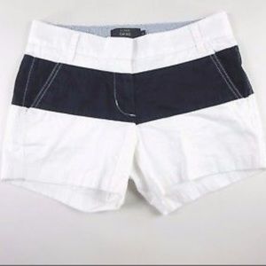J. Crew navy and white striped chino shorts